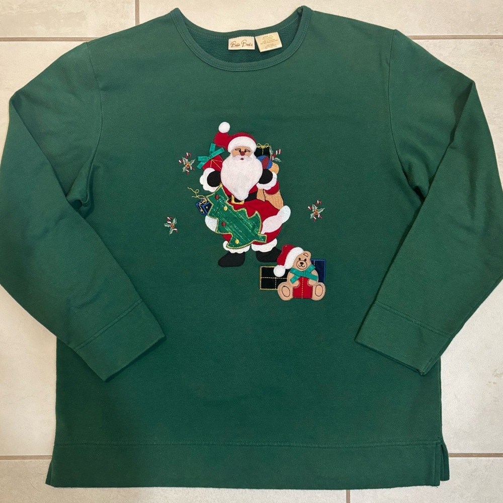 Bobbie Brooks Vintage Christmas Santa Clause Ugly Sweater Grannycore Size Medium